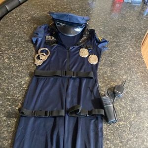 Police Halloween Costume, Worn Once, Stretchy Fabric With All Accessories